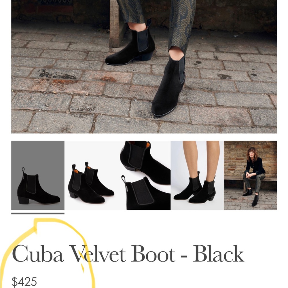 Penelope Chielvers Velvet booties retail $425